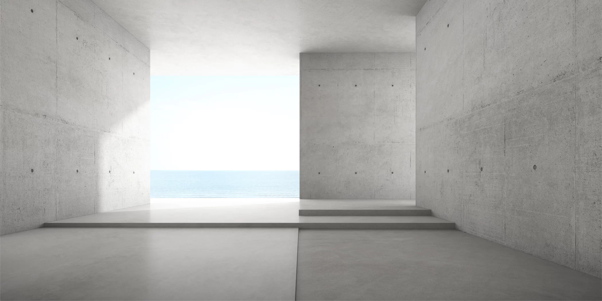 concrete room large sea view